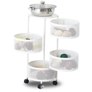 Imagem de Fruteira De Chão Para Cozinha Moderna Aramado Preta Giratoria Modelo: 