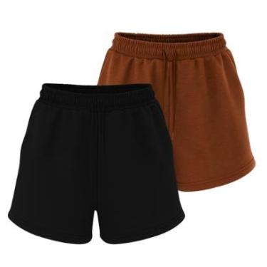 Imagem de Kit 2 Bermudas de Moletinho Masculinas Casuais com Bolsos e Cós Ajustável-Masculino