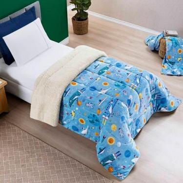 Imagem de Edredom Solteiro Coberdrom Kids Sherpa-mantinha 1 Peça Astronauta - BI
