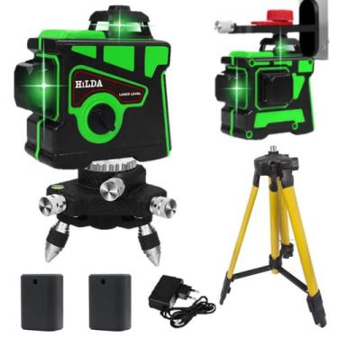 Imagem de Nível Laser Hilda 12 Linhas Verde 2 Baterias 3d 360 Auto Nivelamento T
