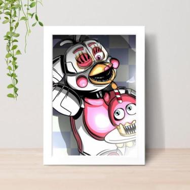 Imagem de Quadro Five Nights FNAF Filme A4 C/ Moldura e Vidro 02 Cor: Branco - L