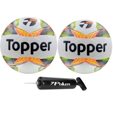 Imagem de Kit 02 Bola Futsal Topper Slick 2024+ 01 Bomba de Ar Poker Way C/ Agulha Especial