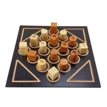Imagem de Jogo De Tabuleiro Quarto De Madeira Estratégia Formas - Artesanal