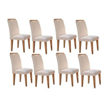 Imagem de Conjunto: Mesa Sala Jantar Athenas Kit 8 Un Capuccino-veludo Creme - Rufato