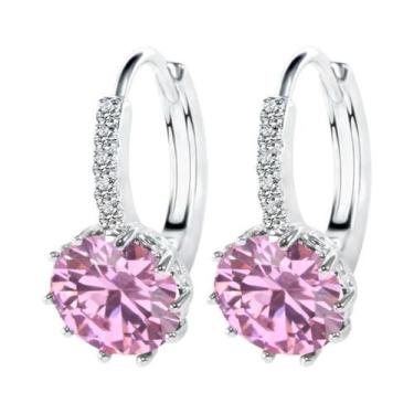 Imagem de Brincos De Argola Grandes Femininos Em Prata Esterlina 925 Com Zircôni