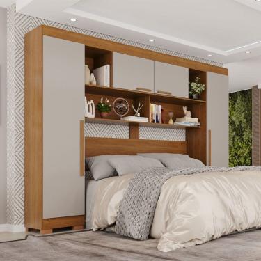 Imagem de Guarda-Roupa Casal Modulado Odin Premium com Pés 4 Portas Cinamomo/ Off White - Pnr Móveis