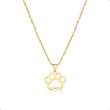 Imagem de Cordão Feminino Ouro 18k 50cm Com Pingente Patinha - Dreamfactoryjóias