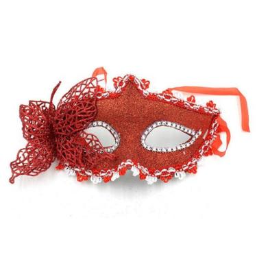 Imagem de Máscara de cosplay, PVC vermelho, meia face, fantasia de Halloween - y