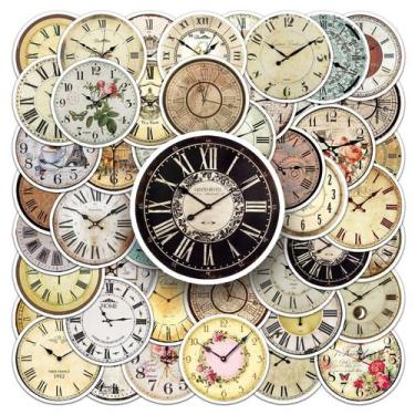 Imagem de Adesivos: relógio nostálgico, vinil, grafite impermeável, 50 unidades 