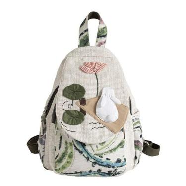 Imagem de Mochila feminina YIMOYICAI, casual, boho, tecido de lona branca