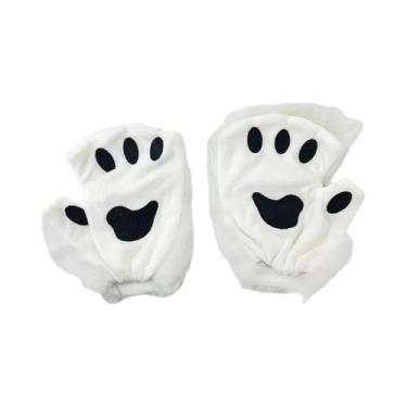 Imagem de Luvas Femininas De Inverno Quentes De Pelo Sintético Sem Dedos Com Pat