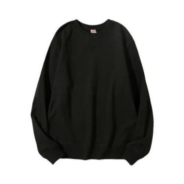 Imagem de Suéter De Algodão Pesado De Manga Longa Com Gola Redonda 380g Vintage 