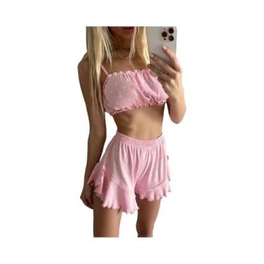 Imagem de Conjunto De Pijamas Femininos De Verão Com Estampa Love Blubelle, Cami