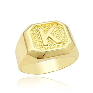 Imagem de Dedeira de Ouro 18k Anel Letra K Em Relevo Banhado a Ouro - Tropical j