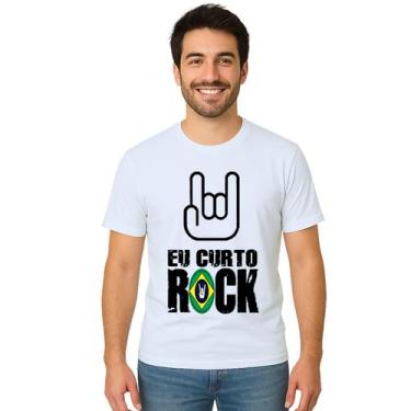 Imagem de Camiseta Eu Curto Rock Brasil Nacional Personalizada - Use P4, Branco,