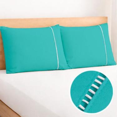 Imagem de Kit 2 Fronhas com Ponto Palito 70cmx50cm Percal 180 Fios - Rafaloro En