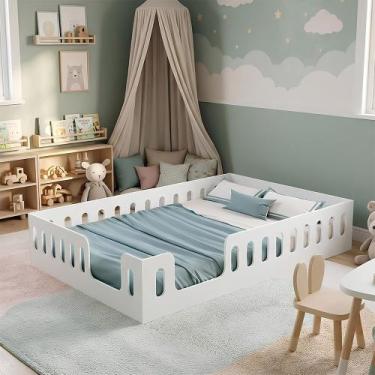 Imagem de Cama Montessoriana Casal Penelope Baixa no Chão com Grades Laterais Se