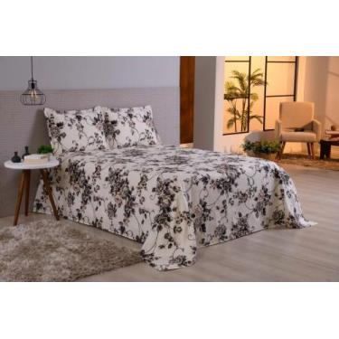 Imagem de Kit Cobre Leito Cris Colcha Floral Super King Gigante 3,50m X 2,90m 3 