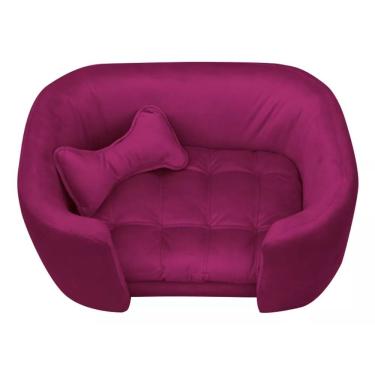 Imagem de Cama Pet Poltrona Baby Hanna Veludo Fibra Siliconada Marsala Divino Decor
