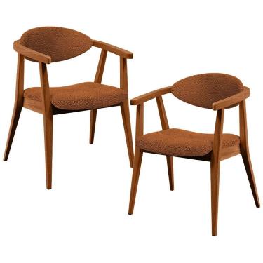Imagem de Kit 2 Poltronas Decorativas Cecília L02 Bouclê Laranja Lyam Decor
