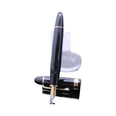 Imagem de Caneta-tinteiro De Acabamento Em Laca Preta E Dourada, Ponta Fina, Pre