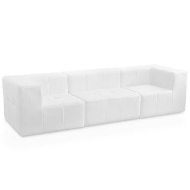 Imagem de Sofá 3 Lugares Para Sala Living Modular 264cm Lancaster F04 Bouclê Branco - Lyam Decor