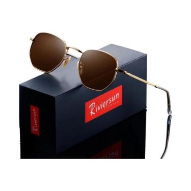 Imagem de Óculos De Sol Unissex Retrô Polarizados UV400 Com Armação Redonda Anti