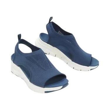 Imagem de Sandálias Femininas De Verão Em Malha Respirável, Slip-On, Com Platafo