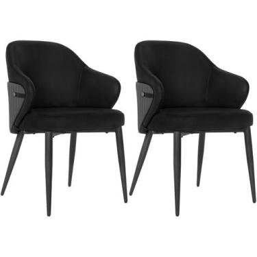 Imagem de Kit 2 Cadeiras de Jantar Estofada Milano Design Italiano com Encosto E