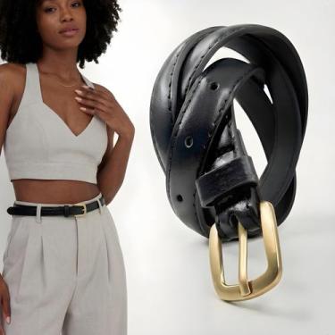 Imagem de Cinto Feminino Ajustável Look Social Casual Fivela Metal Elegante mate