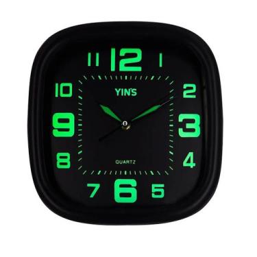 Imagem de Relógio Quadrado De Parede 31,5cm Decorativo Luminoso Analógico - Chin