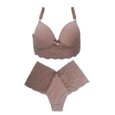 Imagem de Conjunto Plus Size Calcinha e Sutiã com Bojo Detalhe Latreal Larga em 