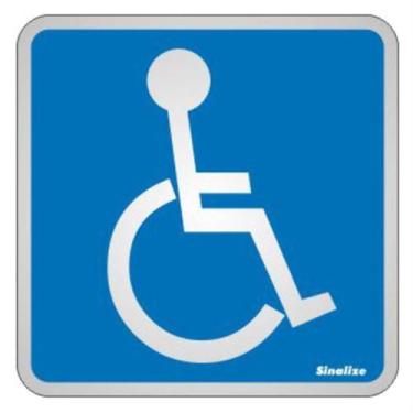 Imagem de Placa de Alumínio Autoadesiva 15x15cm Deficiente Físico 120 Am Sinaliz