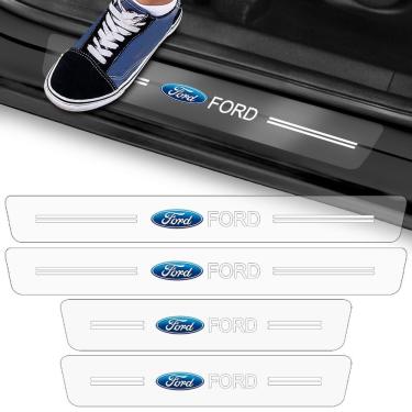 Imagem de Kit Adesivo para Soleira de Porta Dianteira e Traseira Seven Smart Compatível com Veículos Ford Antiarranhões em Fibra