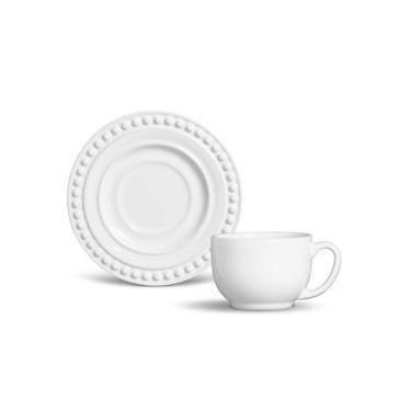 Imagem de Conjunto Com 6 Xícaras De Chá Com 6 Pires Atenas Branco 161 Ml