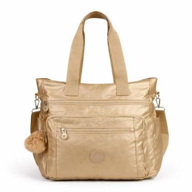 Imagem de Bolsa Feminina Grande Nylon Tote Ombro Transversal Multi Bolsos Zíper 