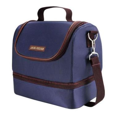 Imagem de Kit Bolsa Térmica, Marmita E Garrafa 700ml Azul-marrom - JACKI DESIGN