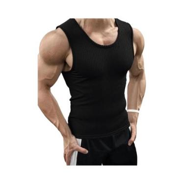 Imagem de Camiseta Sem Mangas De Verão Para Homens Com Listras, Top De Treino O-