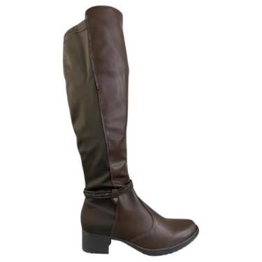 Imagem de Bota Montaria Mississipi Feminina Cano Longo Salto Bloco Bico Redondo 
