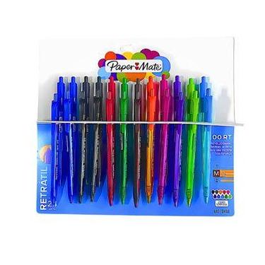 Imagem de Caneta Retrátil Paper Mate Km 100 - Pacote com 24 Cores Sortidas