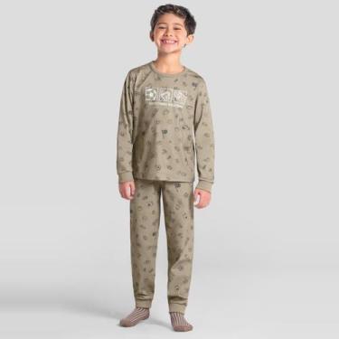 Imagem de Pijama infantil menino esportes brilha no escuro Brandili, Marrom, 12