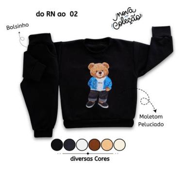 Imagem de Moletom Bebê Infantil Flanelado Menino Conjunto de Frio Peluciado Inve