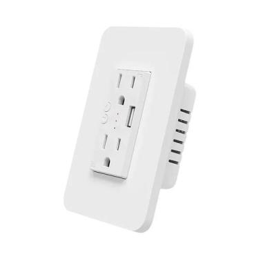 Imagem de Tomada Inteligente Wi-Fi Dupla De Parede Com Plugue Americano E Porta 