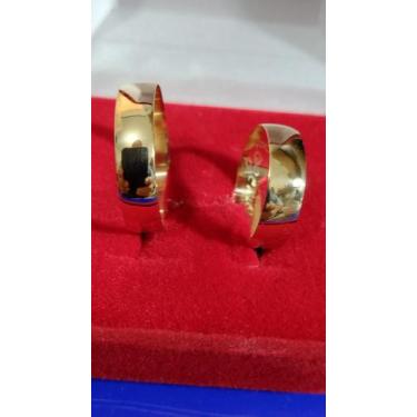 Imagem de Alianças 7 mm Noivado Casamento Ouro 18 kilates Par Tradicional Ouro A