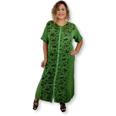 Imagem de Vestido Longo Indiano Estonado Manga Curta Viscose 020 - Sarat Moda In