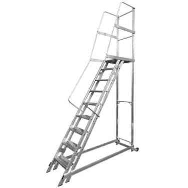 Imagem de Escada plataforma de alumínio 2.25 m c/ 8 degraus + patamar - Agata