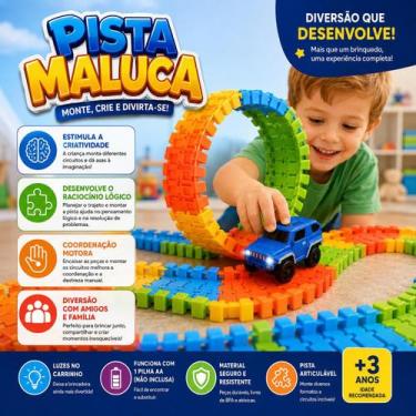 Imagem de Brinquedo Pista Maluca Infantil com Carrinho de Luzes Blocos Coloridos