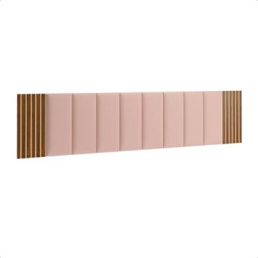 Imagem de Kit 10 Módulos Estofados E 2 Módulos Ripados Em MDF Cabeceira Cama Kin