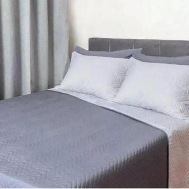 Imagem de Colcha Solteiro Dupla Face Cobre Leito 1.50 x 2.30 Camesa, Cinza