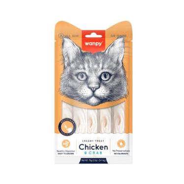 Imagem de Petisco Gatos Wanpy Creamy Pote Frango + Frango e Caranguejo 560G C/40